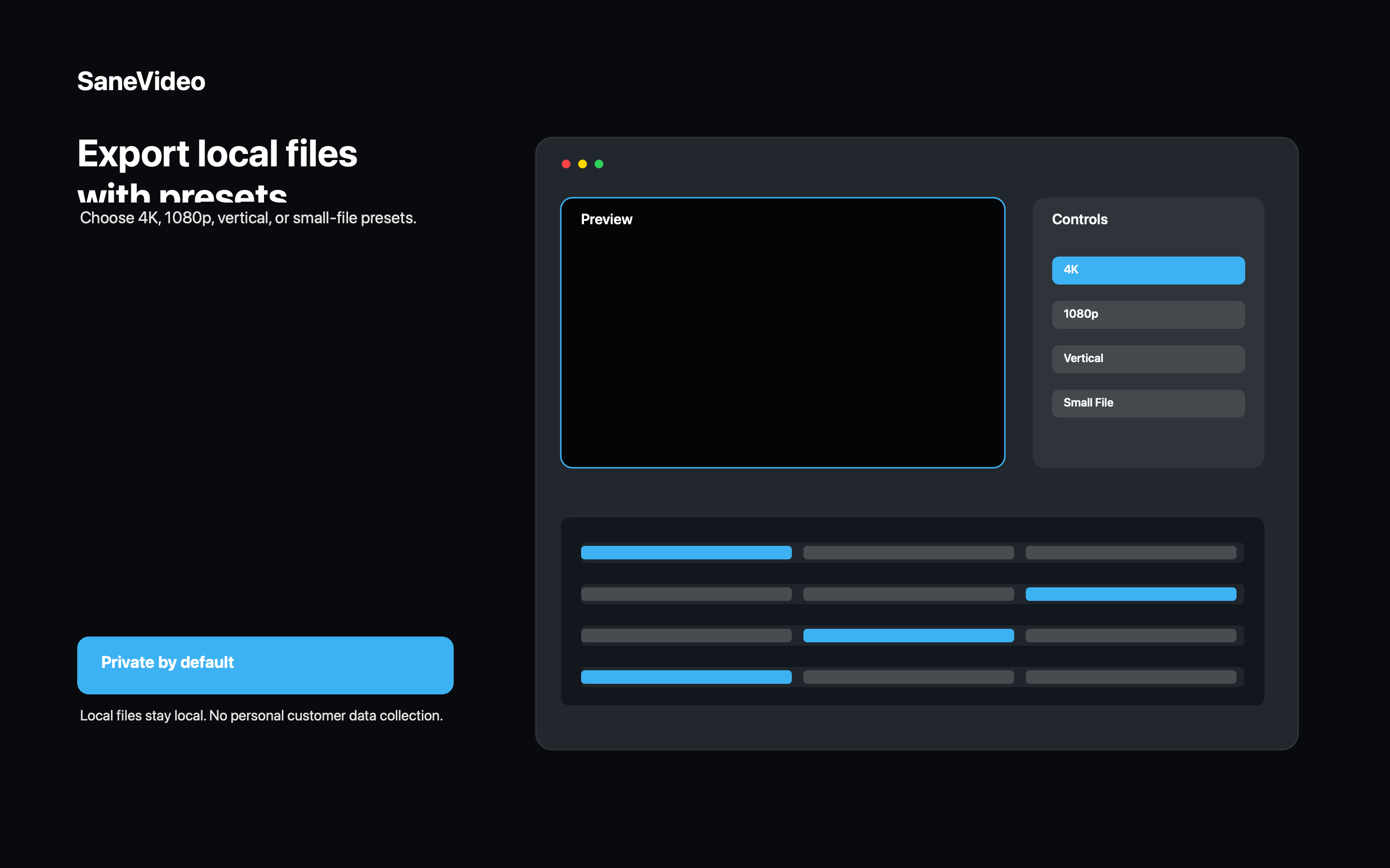 SaneVideo export workflow screenshot